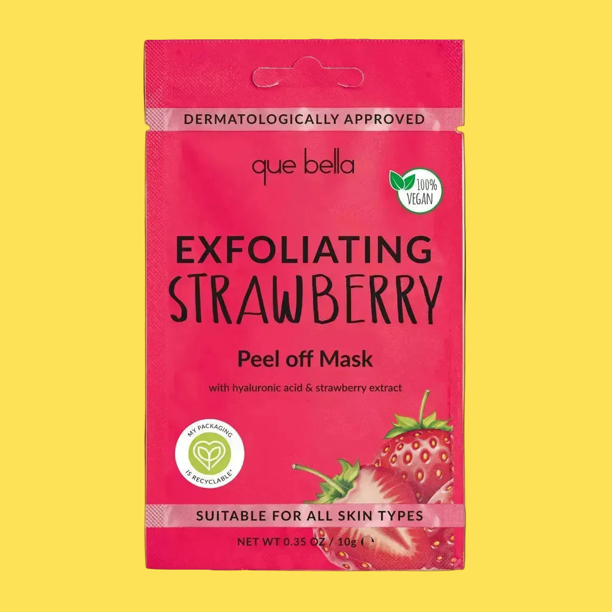 Que Bella Exfoliating Strawberry Peel off Mask - 0.35Oz