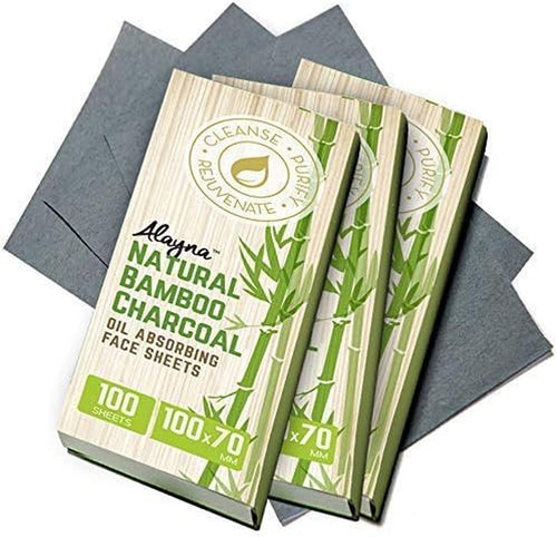(3 PK) Oil Blotting Sheets- Natural Bamboo Charcoal Oil Absorbing Tissues- 300 Pcs Organic Blotting Paper- Beauty Blotters for the Face- Papers Remove Excess Shine- for Facial Make up & Skin Care