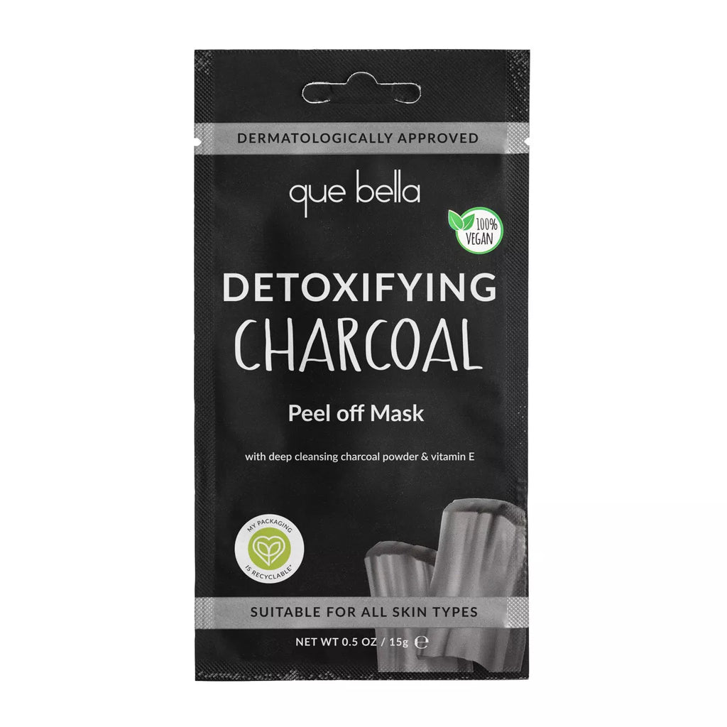 Que Bella Detoxifying Charcoal Peel off Mask - 0.5Oz: Paraben-Free, Water-Based, Vegan, Multi Skin Type